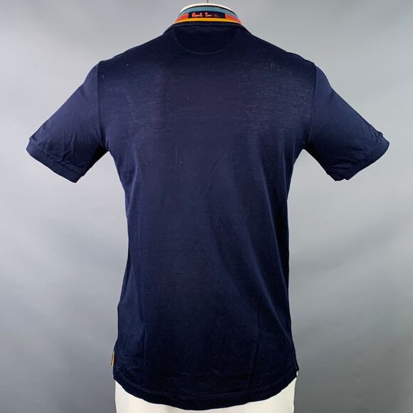 PAUL SMITH Size L Navy Multi Color Contrast Trim Cotton Short Sleeve Polo - Picture 4 of 9
